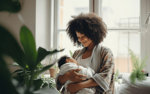Mother holding her child at Nain